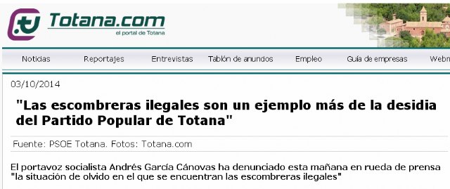 Noticia elaborada por PSOE Totana en 2014