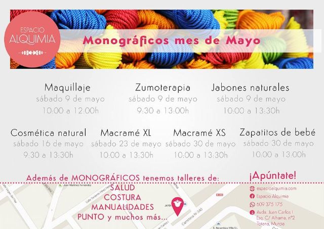 Espacio Alquimia ofrece una serie de talleres monográficos este mes de mayo