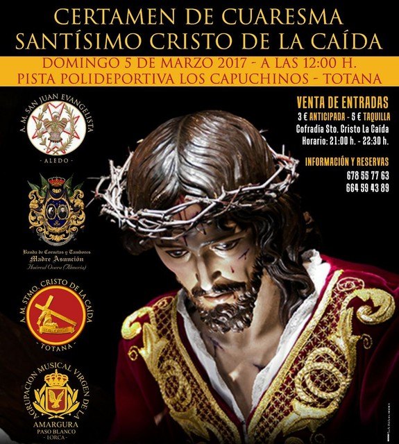 Este domingo 5 de marzo tendrá lugar el Certamen de Cuaresma Santísimo Cristo de la Caída