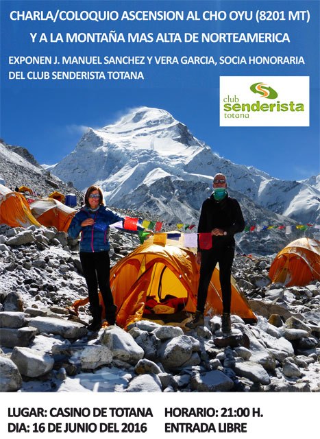 Totana acoge una charla/coloquio sobre la ascensión al Cho Oyu y a la montaña más alta de Norte América