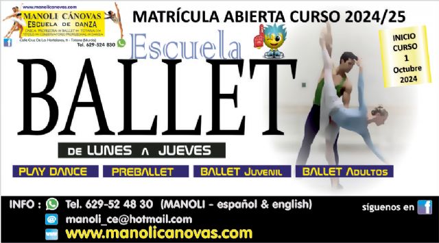 La Escuela de Danza Manoli Cánovas abre el plazo de matrícula para el curso 2024-2025