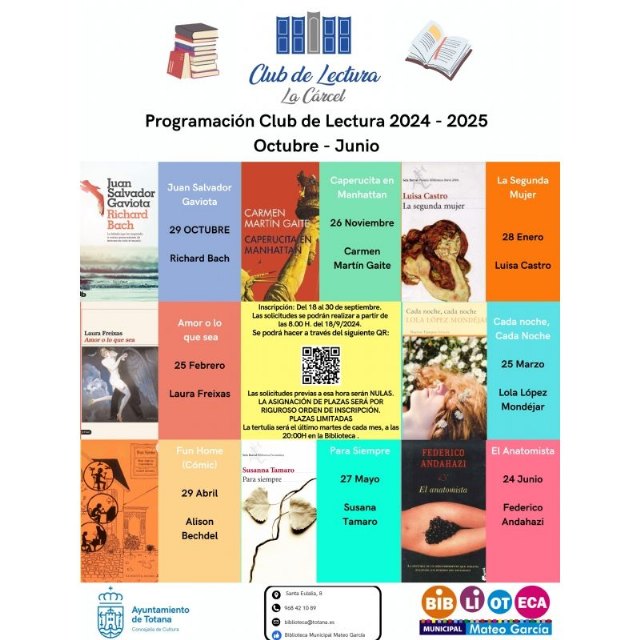 El plazo de inscripción al Club de Lectura 2024/2025 que promueve la Biblioteca Municipal se abre el 18 de septiembre de forma telemática