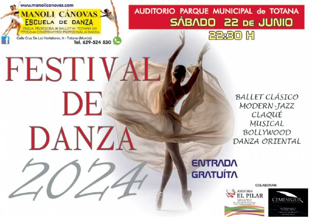 La Escuela de Danza MANOLI CÁNOVAS celebra su FESTIVAL de DANZA el próximo Sábado 22 de junio