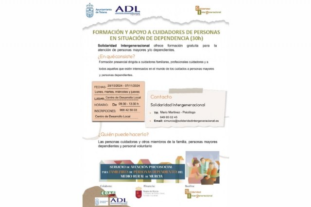 El CDL pone en marcha el Curso Formación y Apoyo a cuidadores de personas en situación de dependencia